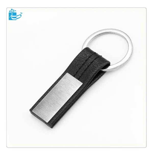 قیمت جاکلیدی چرم صنعتی دوختی با پلاک نقره ای 2 طرفه