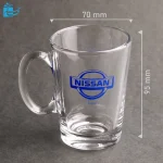 ماگ شیشه ای چای خوری شفاف دسته دار100