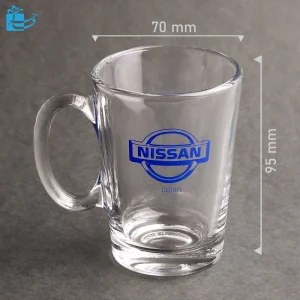 ماگ شیشه ای چای خوری شفاف دسته دار100
