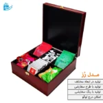 جعبه نفیس چوبی مربع مناسب هدیه با طرح رز