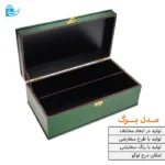 جعبه چوبی لوکس دستمال کاغذی طرح برگ سبز و طلایی