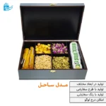 جعبه چوبی نقره‌ای لوکس سایز بزرگ طرح ساحل | ترکیب هنر و ظرافت