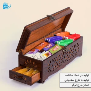 جعبه پذیرایی ام‌دی‌اف آنتیک کشودار مناسب پذیرایی و هدیه – کد BF001G