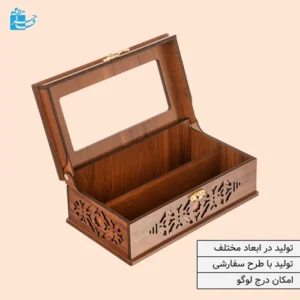 جعبه چوبی ام‌دی‌اف درب شیشه‌ای مناسب هدیه