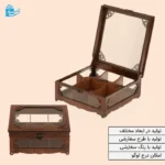 جعبه پذیرایی ام دی اف بدنه شیشه ای مربع شیک