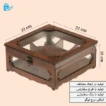 جعبه پذیرایی ام دی اف بدنه شیشه ای مربع-کدBF017G