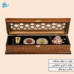 جعبه چوبی تک‌ردیف ۴ خانه طرح خاطره مناسب هدیه