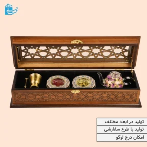 جعبه چوبی تک‌ردیف ۴ خانه طرح خاطره مناسب هدیه