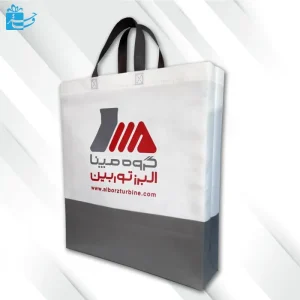 ساک پارچه ای باکس بگ دسته زنبیلی دورنگ سفید نقره ای