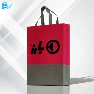 ساک پارچه ای باکس بگ دورنگ قرمز نقره ای سایز 45×40