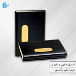 باکس جاکارتی فلزی درب مگنتی لب خم مدل لوما مشکی طلایی