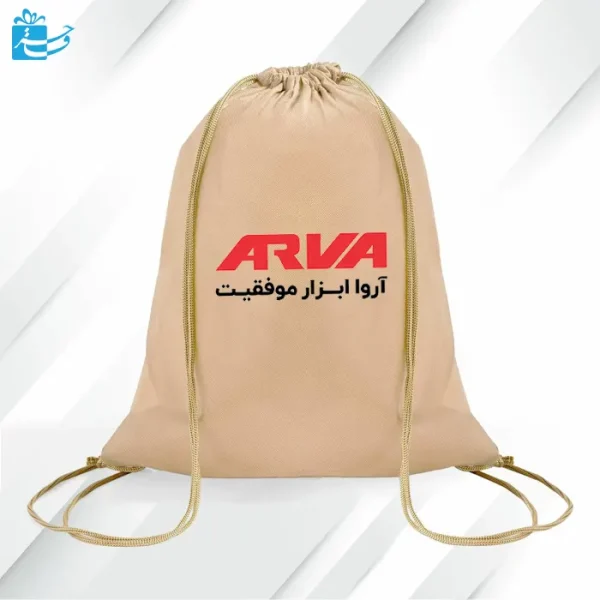 کوله پارچه ای بند دار سرجمع شو (کرم قهوه ای)