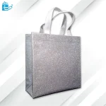 ساک دستی پارچه ای متالیک نقره ای دسته دار