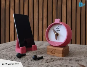 Desktop set, calendar clock and mobile holder, model Racine - 2762