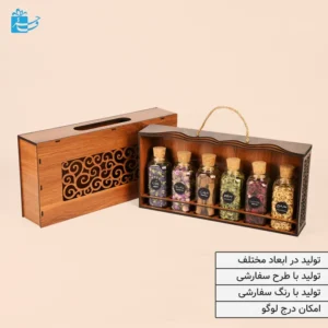 جعبه چوبی لوکس طرح گل و مرغ