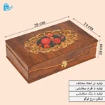 جعبه چوبی هنری طرح گل و مرغ