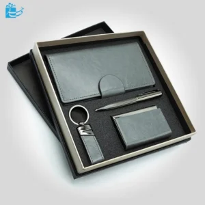 ست هدیه چرم طوسی مناسب هدیه سازمانی و اداری