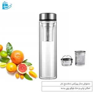 دمنوش‌ساز شیشه‌ای پیرکس با دماسنج دقیق