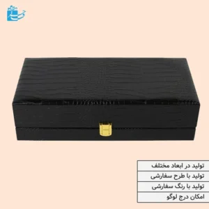 جعبه چوبی چرم مشکی براق