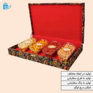 جعبه هدیه روکش پارچه طرح ترمه