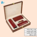 نمای داخلی جعبه کادویی چرم قهوه ای